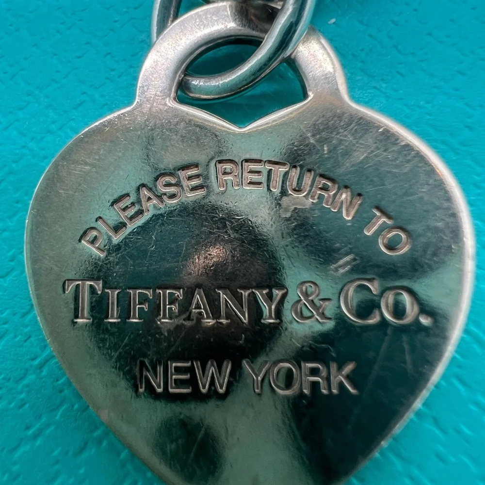 🔴Authentic TIFFANY& CO RUBEDO Metal RTT Heart Charm Tag Link Bracelet 🔴